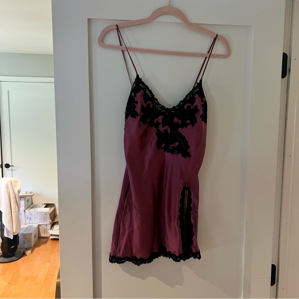 Silky Plum Lace Trim- La perla dress